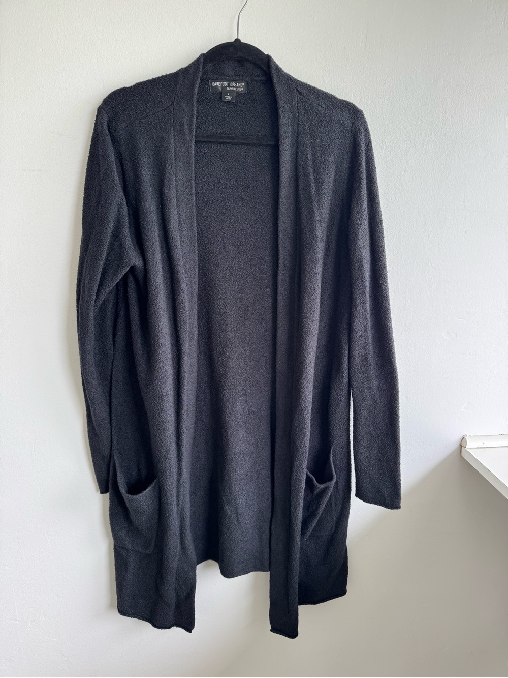 Barefoot Dreams Open-Front Cardigan - Charcoal Gray Size Large